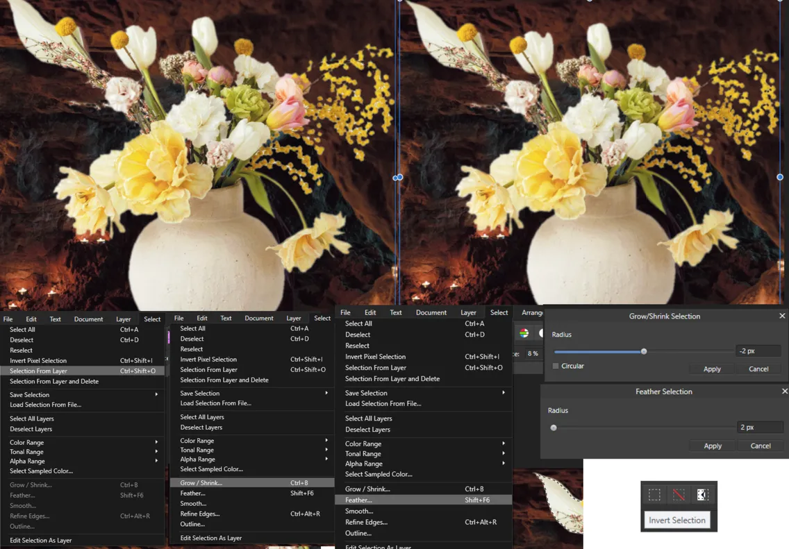 image showing buttons in affinity publisher